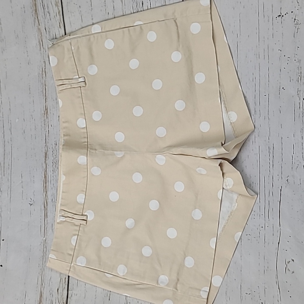 J. Crew Beige with White Polka Dot Print Women's Shorts Size 4